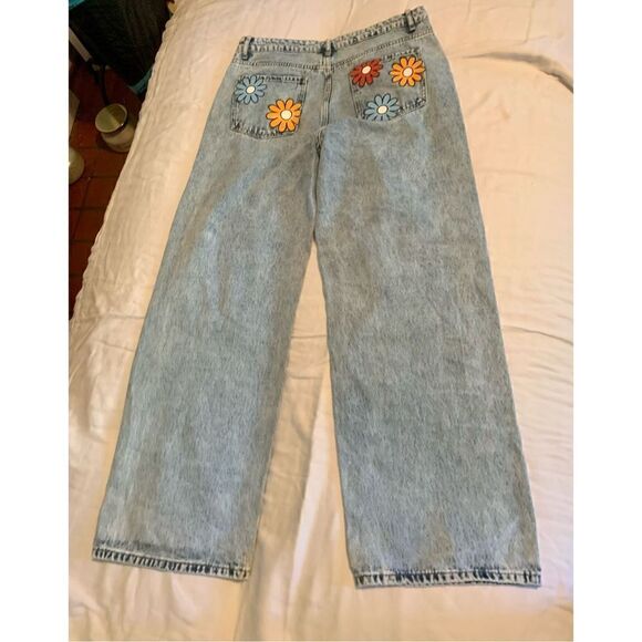 Shein Wide Leg Floral Jeans - Picture 8 of 10